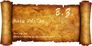 Baig Zója névjegykártya